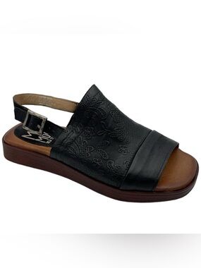 Miz Mooz Leather Ankle Strap Sandals Guava Black